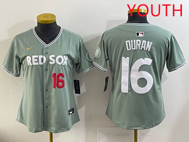 Youth 2025 Boston Red Sox #16 Duran Light Green Joint Name Nike MLB Jersey style 13